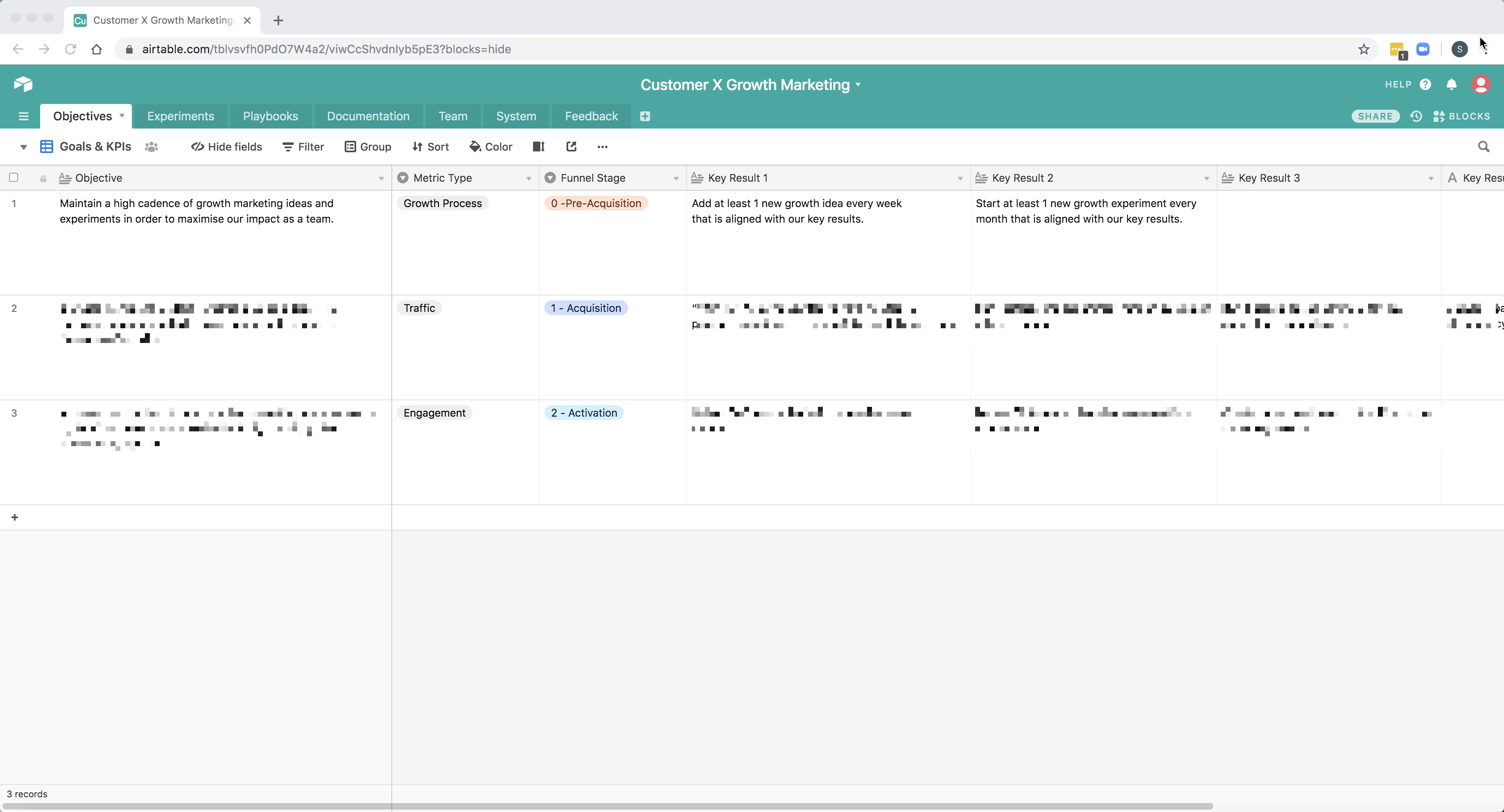 Storing team objectives in Airtable