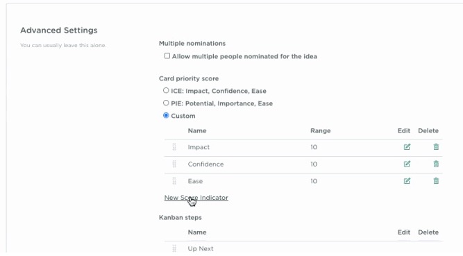 GrowthHackers Experiments custom prioritisation