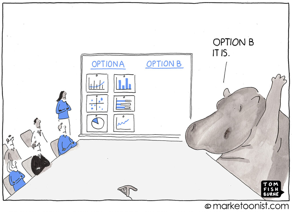 Dangers of the HiPPO (Highest paid persons opinion) effect